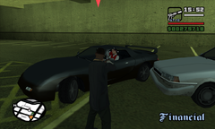 Carl Johnson surreptitiously taking out a valet for his uniform.
