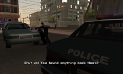 The San Fierro Police Department placing the DA under arrest.