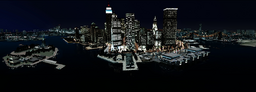 A southern panoramic view of Algonquin and Happiness Island at night.]]