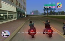 Tommy Vercetti and a biker shortly after the race started.