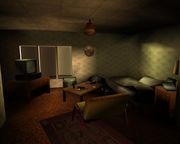 The bedroom of B Dup's apartment.