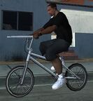 The player character riding a BMX in GTA San Andreas.