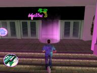 Tommy Vercetti about to enter the Malibu Club.