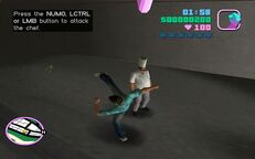 Tommy Vercetti fighting Leo Teal.