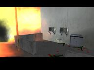 The DBP Security building being damaged by an explosion.