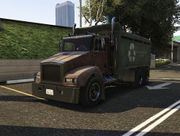GTA V, front quarter view with a dump truck bed (Rear quarter view).
