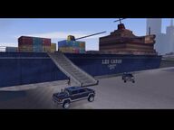 Colombian Cartel gangsters guarding the freighter.