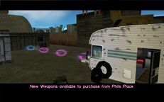 Phil's Place as an asset, with new weapons available for purchase.