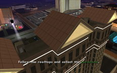 CJ reaches the rooftop but is spotted by a police helicopter.