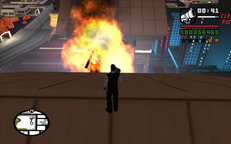 CJ destroys the helicopter.