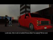 Toni Cipriani driving a van down one of the old subway tunnels in 1998 from Bringing the House Down