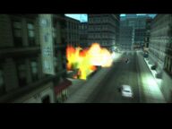 The entrance to the abandoned subway station being blown up.