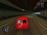 Toni Cipriani driving in the Porter Tunnel after escaping a Forelli Family attack.