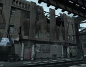 The extent of the fire's damaged on the remains of the safehouse after "Roman's Sorrow" in GTA IV.
