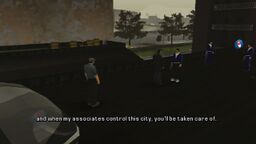 Massimo Torini promising to look after the Triads when the Sicilian Mafia take control of Liberty City.