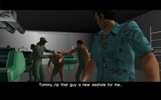 Earnest Kelly telling Tommy Vercetti to 'rip that guy a new asshole for me'.