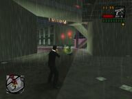 Toni Cipriani shooting two Yakuza gangsters.