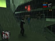Toni Cipriani shooting two Yakuza gangsters.