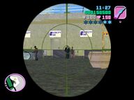 Tommy Vercetti shooting the businessman.