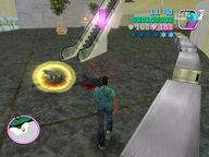 Tommy Vercetti about to collect the businessman's briefcase.