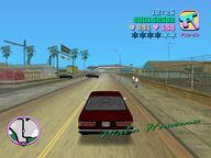 Tommy Vercetti being ambushed by two cars in Little Havana.