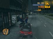 Toni Cipriani and Claude escaping after running over two pursuing Triads.