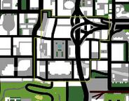 The location of Commerce on the map, seen here highlighted yellow.