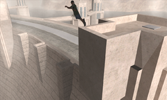CJ leaps off the dam and into the reservoir.