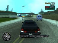 Toni Cipriani driving Giovanni Casa to the Liberty City sawmill.