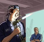 Concept artwork of Dwayne (right) and Jethro (left) for GTA San Andreas.