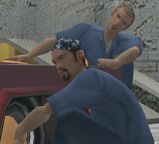 Dwayne (upper right) with Jethro (lower left) in San Fierro, San Andreas.