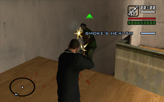 CJ and Smoke fighting to the death.