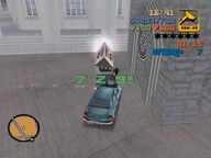 Claude driving the Kuruma into the Kappa Coffee House stall.