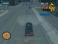 Claude following the vehicle with the evidence.