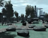 The miniature golf course with scale models of landmarks from previous GTA games.
