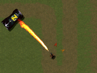 Claude Speed using a Flamethrower in GTA 2.