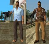 Hostile Forelli members in GTA Vice City, during the mission.