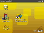 The FruitOS desktop in the DS rendition of GTA Chinatown Wars. The top taskbar is similar to that found in the Mac OS X operating system.