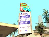 Signage at the Idlewood filling station.