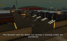 The outside of the warehouse where the Russian Mafia and the Ballas are meeting.