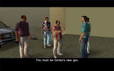 Tommy Vercetti and Lance Vance meeting Ricardo Diaz shortly before the deal.