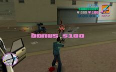 Tommy Vercetti shooting some of Pedro Garcia's backup.