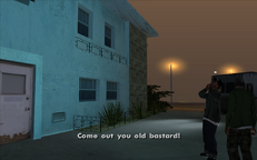 Ryder tries to loudly taunt a sleeping Colonel Fuhrberger into confronting him and Carl Johnson.