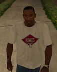 Carl Johnson wearing the Homies Sharp shirt.