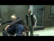 Niko Bellic about to hand Gracie Ancelotti over to Gordon Sargent.