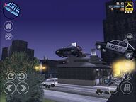 A prerelease screenshot of the mobile version of GTA III, showing a light blue radar and a different-looking HUD.