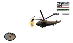 Carl Johnson shoots down the enemy choppers.