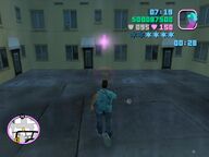 Tommy Vercetti about to collect the third stash.