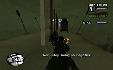 Smoke tries to lose the Russians in the flood control tunnels while Carl opens fire on a Russian bike.