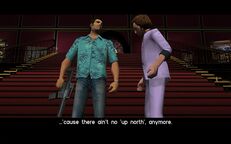 Tommy Vercetti talking to Ken Rosenberg after killing Lance Vance and Sonny Forelli.